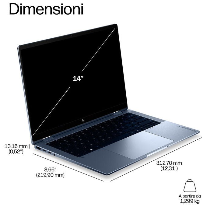 HP D87WZAT EliteBook X Flip G2i Notebook 2 in 1 14'' Intel Core Ultra 5 325 16 GB 512 GB SSD Wi-Fi 7 Windows 11 Pro colore Blu