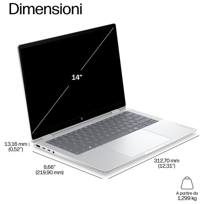 HP D87ZSAT EliteBook X Flip G2i Notebook 2 in 1 14'' Intel Core Ultra 5 325 16 GB RAM 512 GB SSD NVMe Wi-Fi 7 Windows 11 Pro colore Argento