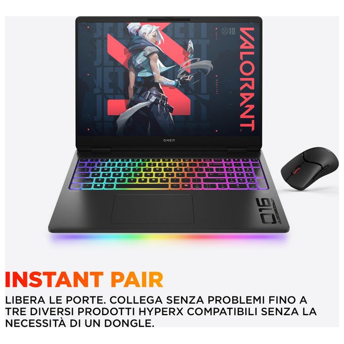 HP D8ZV7EA OMEN MAX Laptop Gaming 16'' WQXGA AMD Ryzen AI 9 375 32 GB DDR5 SSD 1 TB NVIDIA GeForce RTX 5080 16 GB Windows 11 Home colore Nero