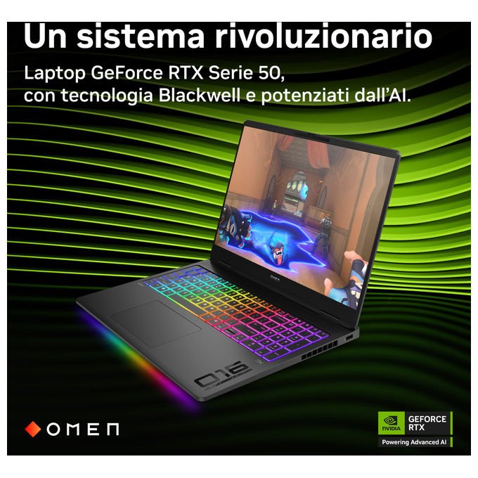 HP D8ZV7EA OMEN MAX Laptop Gaming 16'' WQXGA AMD Ryzen AI 9 375 32 GB DDR5 SSD 1 TB NVIDIA GeForce RTX 5080 16 GB Windows 11 Home colore Nero