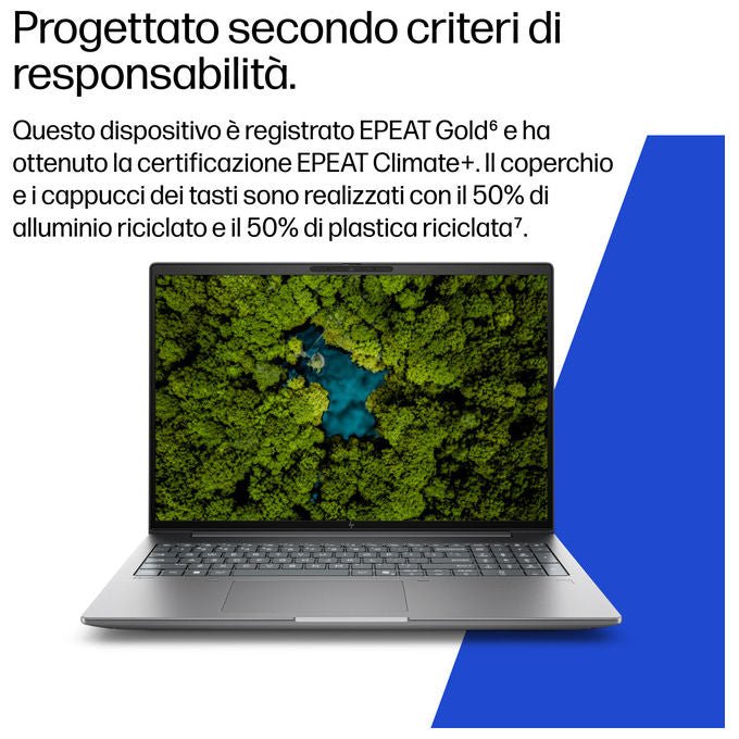 HP DK1L2ET ZBook X Notebook 16'' WUXGA Intel Core Ultra 7 356H 24GB DDR5 NVIDIA RTX 6GB 1TB SSD Win 11 Pro colore Argento