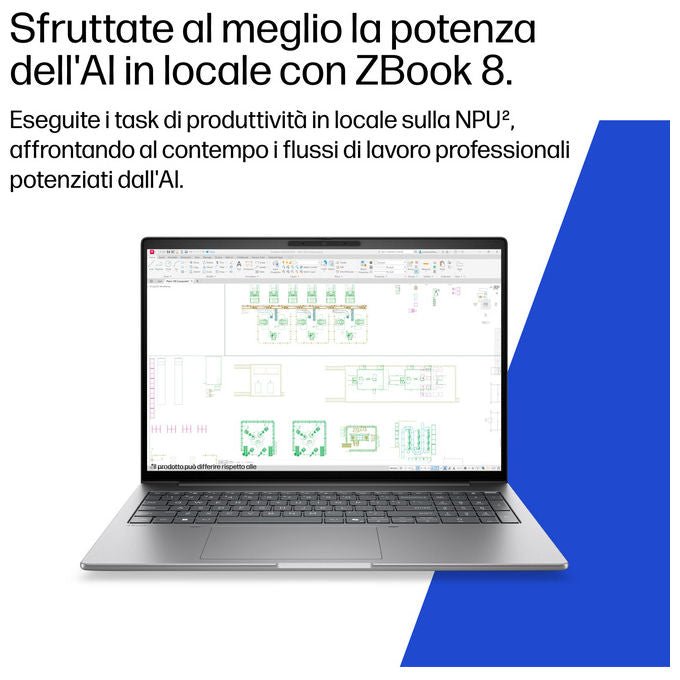 HP DK1L8ET ZBook 8 Mobile Workstation 16 Intel Core Ultra 5 24GB RAM 512GB SSD WiFi 7 Win 11 Pro colore Argento