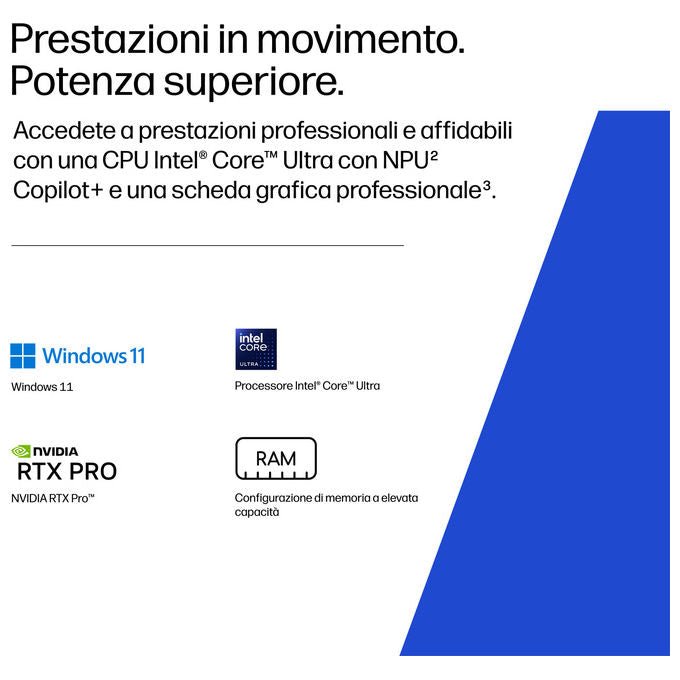 HP DK1L8ET ZBook 8 Mobile Workstation 16 Intel Core Ultra 5 24GB RAM 512GB SSD WiFi 7 Win 11 Pro colore Argento