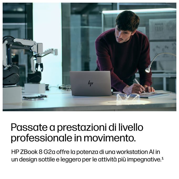 HP DK1M5ET ZBook 8 Laptop 16'' AMD Ryzen AI 7 PRO 24 GB DDR5 1 TB SSD AMD Radeon 860M Wi-Fi 7 Windows 11 Pro colore Argento