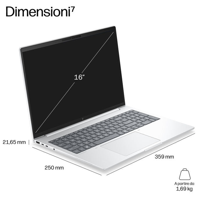 HP DL5P5AT EliteBook 8 G2i Notebook 16'' Intel Core Ultra 5 325 32 GB RAM 1 TB SSD NVMe Wi-Fi 7 Windows 11 Pro colore Argento