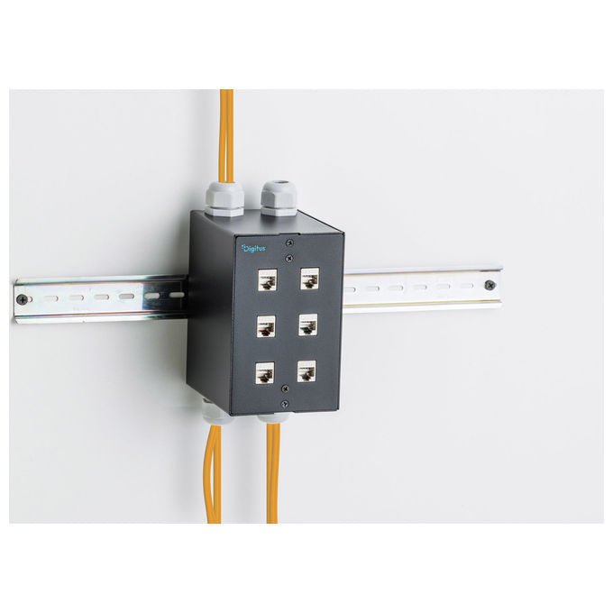 Digitus DN-96992 Modulo Patch per Guida DIN 6 porte Fibra Ottica e Rame Alluminio colore Nero