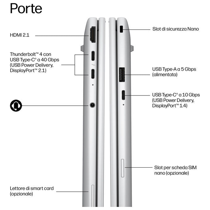 HP DQ3T9AT EliteBook 8 G2i Notebook 14 '' Intel Core Ultra 7 355 16 GB RAM 512 GB SSD Wi-Fi 7 Windows 11 Pro colore Argento