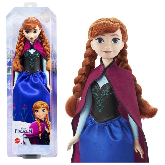 Mattel HLW49 Disney Frozen Bambola Anna Fashion 29 cm abito rimovibile colore Multicolore