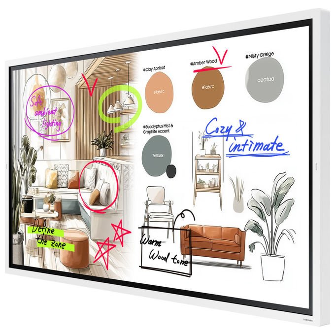 Samsung WM65FX Flip Pro Display Interattivo 65'' 4K UHD Touch IR 20 punti Tizen WiFi colore Grigio Bianco