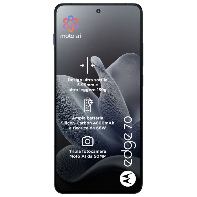 Motorola PBA50064IT Edge 70 Smartphone 5G 6.7'' AMOLED 12GB 512GB Snapdragon 7 Gen 4 50MP IP68 TurboPower 68W colore Grigio