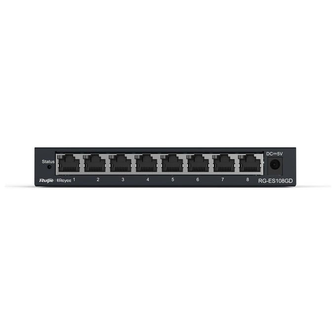 Ruijie Networks RG-ES108GD Switch di rete Non gestito 8 porte Gigabit Ethernet 10-100-1000 Mbps 16 Gbps colore Nero