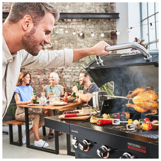 Char-Broil 140915 Professional CORE B 3 Grill a Gas Carrello 11540 W Griglia Ghisa 615x445 mm Accensione Elettronica colore Nero Acciaio Inox