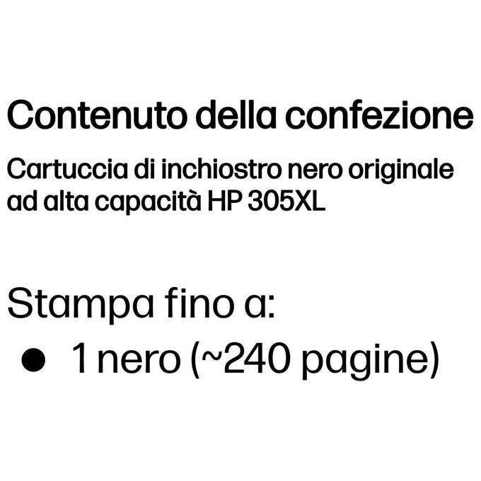 HP 3YM62AE 305XL Cartuccia di inchiostro originale Alta Capacita' 240 pagine 4 ml colore Nero