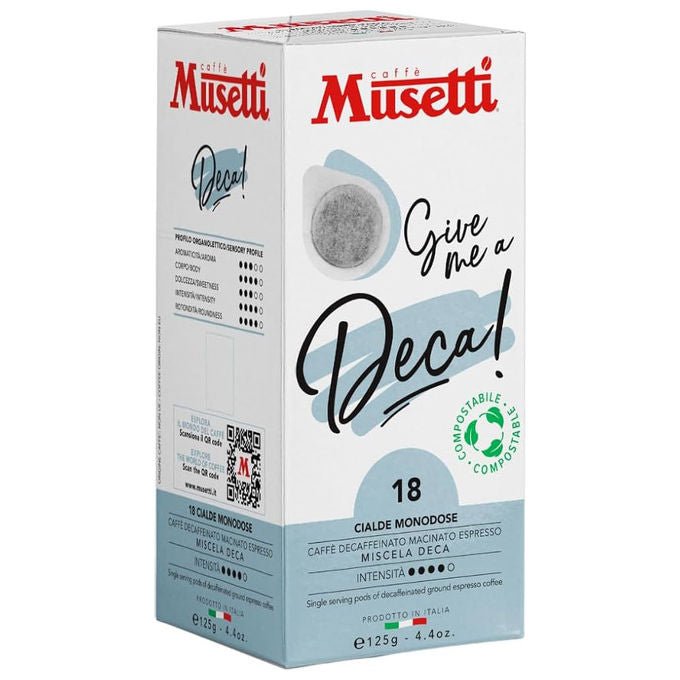 Caffe' Musetti Cialde ESE Decaffeinato Arabica e Robusta Intensita' 4-5 Note di Vaniglia e Frutta Secca 50 pezzi