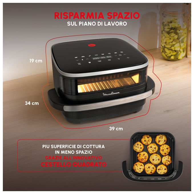 Moulinex AL402HF0 Easy Fry XL Surface Friggitrice ad aria 4 L 2200 W 10 programmi Display LCD Touch colore Grigio