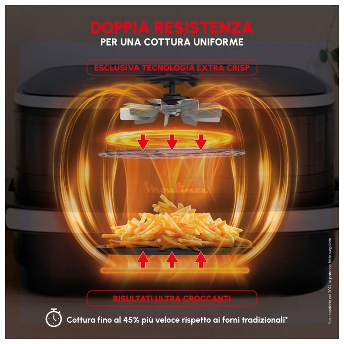 Moulinex AL402HF0 Easy Fry XL Surface Friggitrice ad aria 4 L 2200 W 10 programmi Display LCD Touch colore Grigio