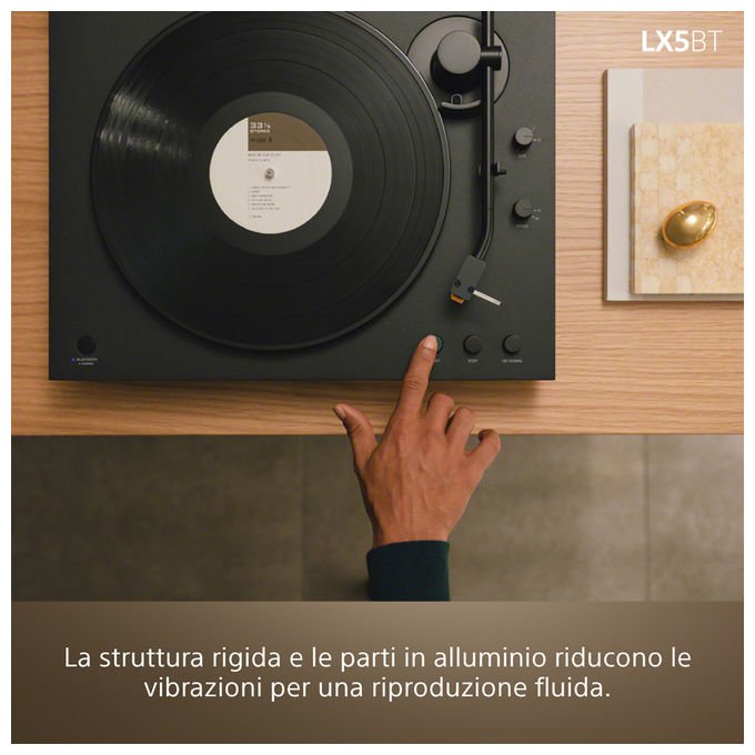 Sony PSLX5BT Giradischi a Cinghia Automatico Bluetooth aptX piatto Alluminio 33 45 rpm colore Nero