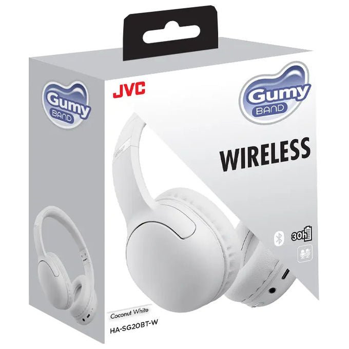 JVC HA-SG20BT-W Cuffie On-Ear Bluetooth GUMY wireless con microfono 30h autonomia USB Type-C colore Bianco
