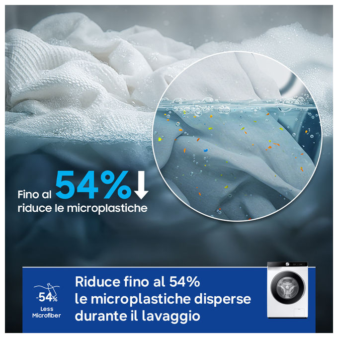 Samsung WW90DG6G94LKU3 Serie 6100D Lavatrice Frontale 9 Kg 1400 rpm Classe A AI Wash EcoDosatore Wi-Fi (85x60x48 cm) colore Bianco