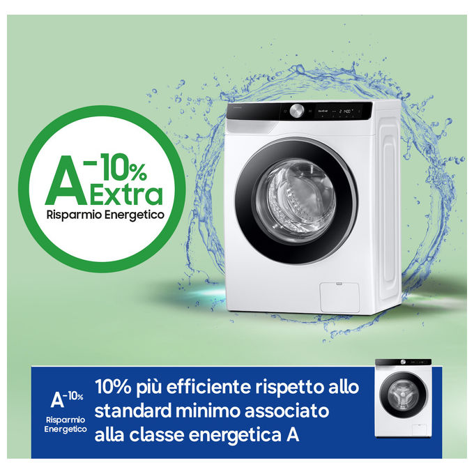 Samsung WW90DG6G94LKU3 Serie 6100D Lavatrice Frontale 9 Kg 1400 rpm Classe A AI Wash EcoDosatore Wi-Fi (85x60x48 cm) colore Bianco