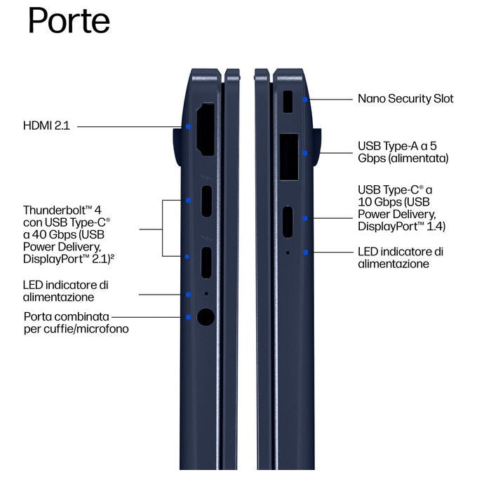 HP DL5P1AT EliteBook X G2i Notebook 14'' OLED 3K Intel Core Ultra 7 356H 32 GB 1 TB SSD Windows 11 Pro colore Blu