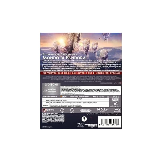 Eagle Pictures Avatar Fuoco e Cenere Blu-ray 2 Dischi Full HD 1080p Dolby Digital 5.1 Contenuti Speciali Italiano