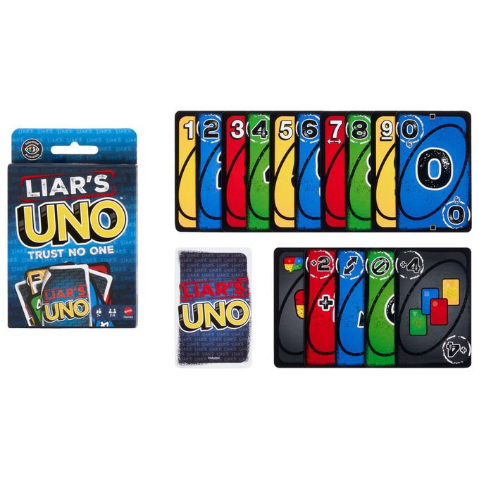 Mattel JLH43 Liar's UNO Gioco di Carte 112 carte 2-6 giocatori eta' 7+