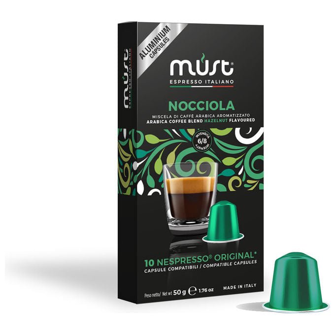 Must Capsule da Caffe' 100% Arabica Compatibili Nespresso 10 Capsule in Alluminio Riciclabile Intensita' 4-8 Made in Italy