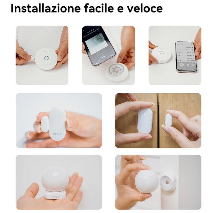 Imou KIT-ALARM(ZG2) Kit Allarme Smart Centralina ZigBee Wi-Fi 2 Sensori Porta 1 Sensore Movimento 1 Bottone Smart colore Bianco