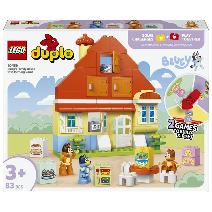 Lego 10459 DUPLO Bluey Set da Costruzione Casa della Famiglia con Gioco di Memoria 83 pezzi 3+ colore Multicolore