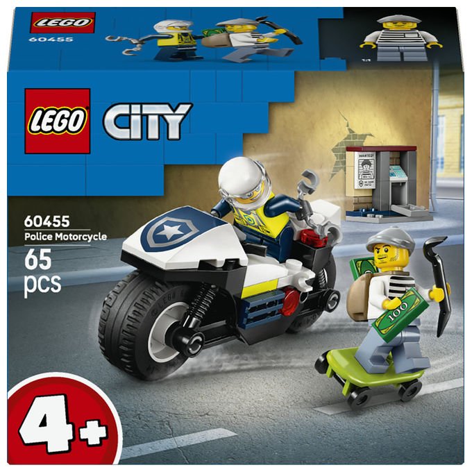 Lego 60455 City Police Set da Costruzione Inseguimento Moto della Polizia 65 pezzi 2 Minifigure 4+ colore Multicolore