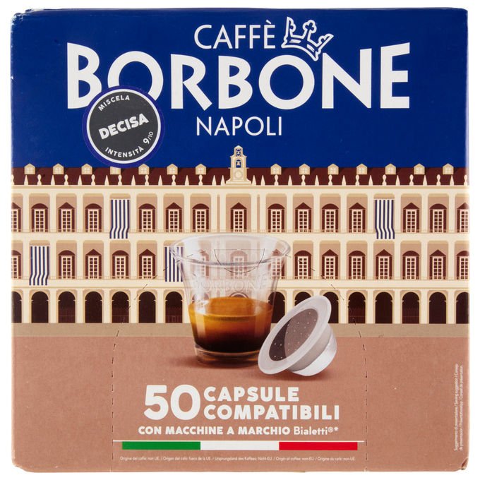 Caffe' Borbone Miscela Decisa Capsule Compatibili Bialetti Intensita' 9-10 50 Capsule da 6 g