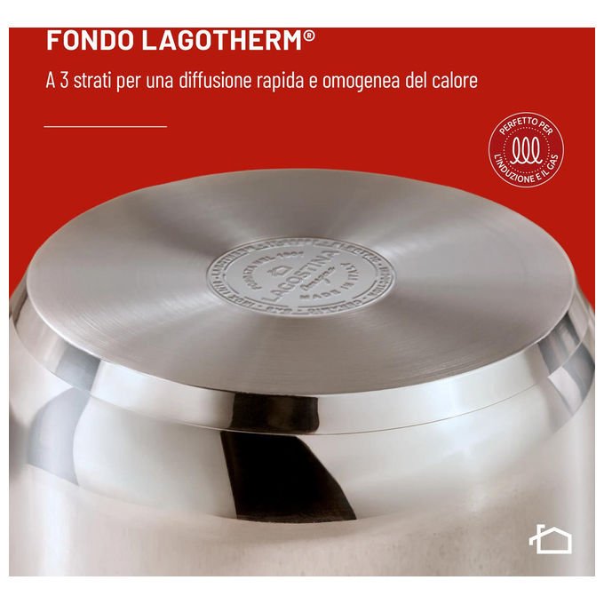 Lagostina 010282031220 Talento Casseruola Fonda 2 Maniglie Acciaio Inox 18-10 20 cm Induzione colore Acciaio Inox