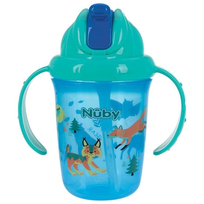 Nuby NV04049 Tazza con Cannuccia Antiversamento per Bambini 443 ml Polipropilene e Silicone colore Assortito