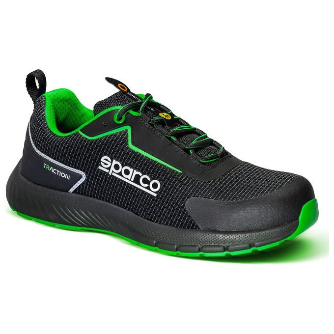 Sparco BTB0002B0K15044 Traction Sanyo Scarpe Antinfortunistiche ESD S1PS SR FO HRO Puntale Vetroresina Antistatica colore Verde