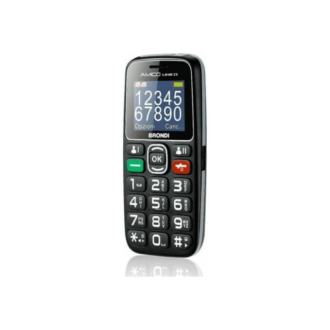 Brondi Amico Leale+ Cellulare Anziani Dual SIM Bluetooth Tasto SOS Flip Attivo colore Nero