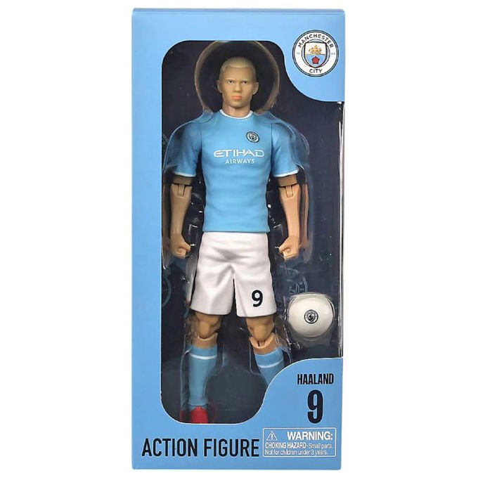Banbo Toys Figura d'azione Erling Haaland 20cm PVC Articolata Licenza Ufficiale Calcio Colore Bianco