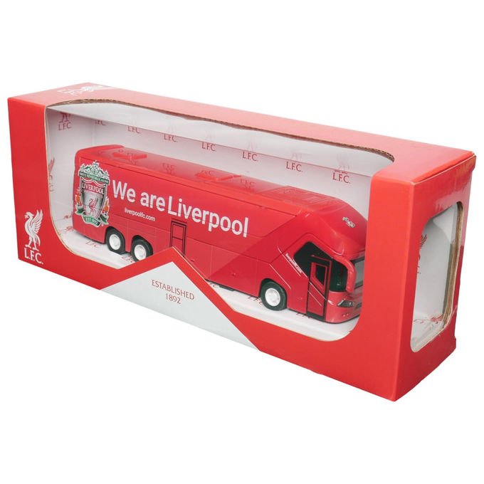 Banbo Toys Autobus Liverpool FC Die-Cast Metallo Livrea Ufficiale Licenza Ufficiale Apertura Porte Retro Frizione 25 cm colore Rosso