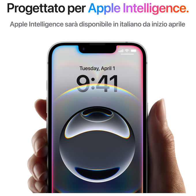 Apple MD1Q4QL-A iPhone 16e Smartphone 5G 128GB Display OLED 6.1'' Chip A18 Fotocamera 48MP iOS 18 colore Nero