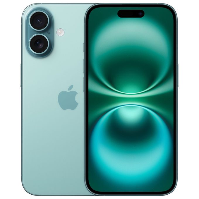 Apple MYED3HN-A iPhone 16 Smartphone 128GB 6.1'' OLED 5G Wi-Fi 7 iOS 18 Doppia SIM colore Teal
