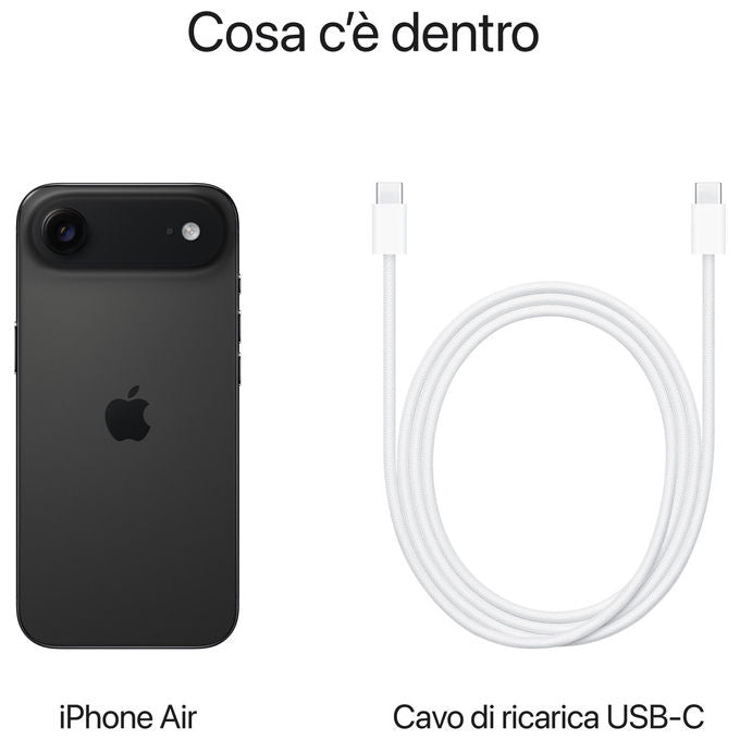 Apple MG2L4QL-A iPhone Air Smartphone 256GB OLED 6.5'' 5G chip A19 Pro fotocamera 48MP iOS 26 colore Nero Siderale