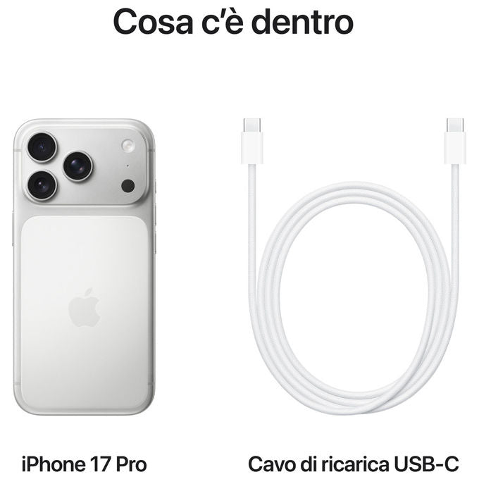 Apple MG8K4QL-A iPhone 17 Pro Smartphone 6.3'' OLED 512GB 5G Chip A19 Pro Tripla Fotocamera 48MP colore Argento