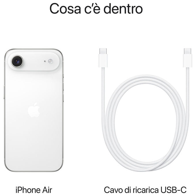 Apple MG2M4QL-A iPhone Air Smartphone 5G 6,5'' 256GB A19 Pro 48MP iOS 26 colore Bianco Nuvola