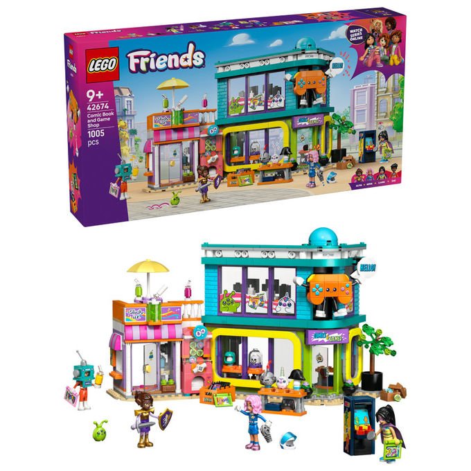 Lego 42674 Friends Negozio di Fumetti e Giochi set costruzioni 1005 pezzi regalo 9+