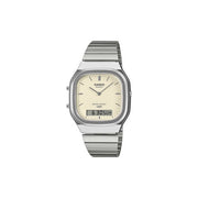 Casio AQ-240E-7A2EF Orologio Vintage Quarzo Analogico-Digitale Acciaio Inossidabile Argento colore Crema