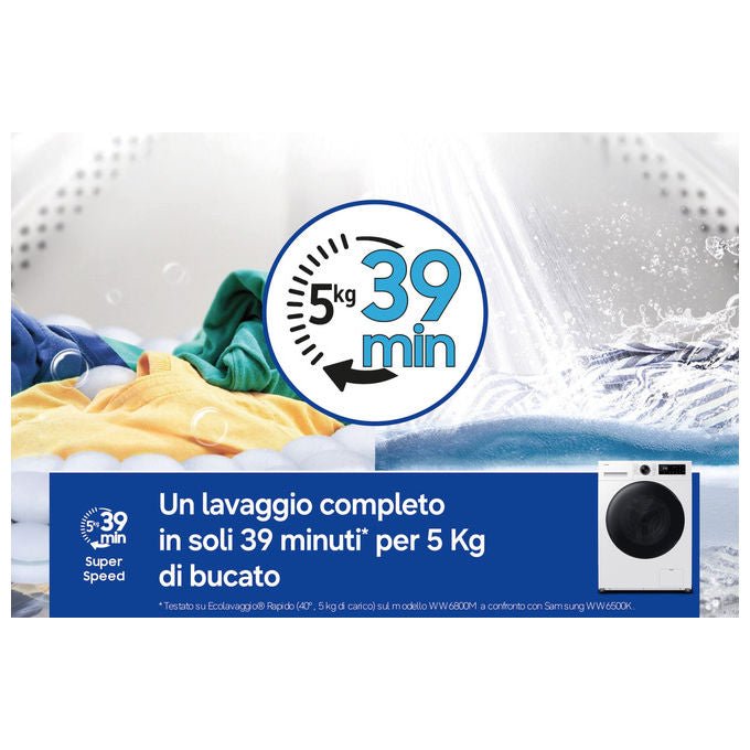 Samsung WD90HG5U34BEET Lavasciuga 9kg-6kg 1400rpm Classe A-35% Vapore Wi-Fi colore Bianco