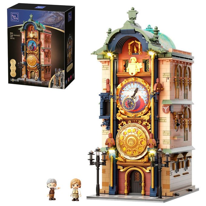 PAN TASY 6973817324833 Set costruzione Orologio Astronomico di Praga 2441 pezzi 42cm con LED e meccanismi mobili colore Bianco