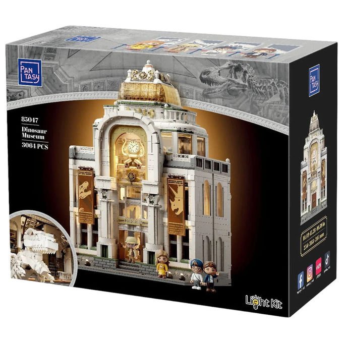 Pantasy 6973817325243 Dinosaur Museum Set di costruzione Modello Art Déco Altezza 39 cm Kit LED colore Bianco