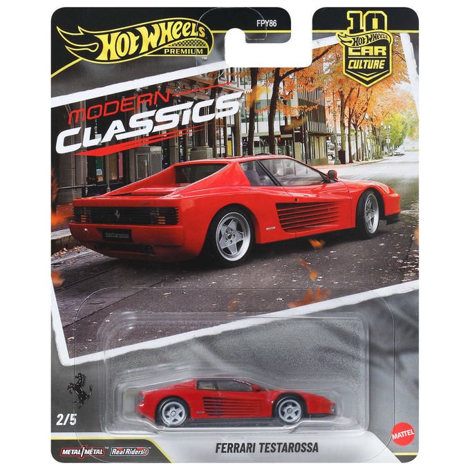 Hot Wheels JKF00 Ferrari Testarossa Car Culture veicolo giocattolo scala 1:64 colore Rosso