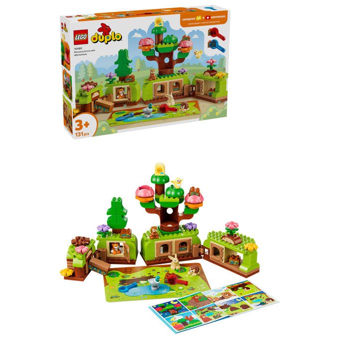Lego 10480 DUPLO Foresta Esplorativa con Animali Selvatici Set da Costruzione Giocattolo Educativo